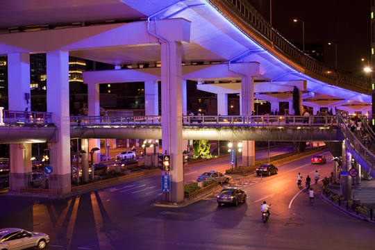 上海夜景 高架橋 燈光 道路