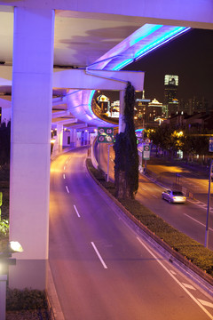 上海夜景 高架橋 燈光 道路