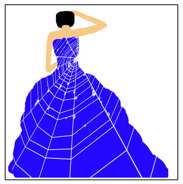 藍(lán)色婚紗 少女沉思  服裝設(shè)計(jì)