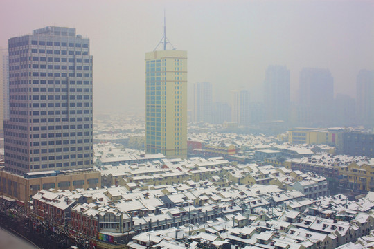 城市雪景 現(xiàn)代建筑上海 黃浦區(qū)