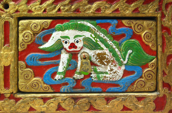 雕獅木桌木雕圖案