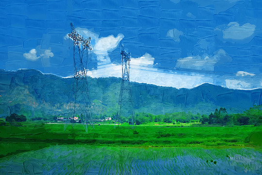 山水油畫