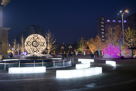 藍(lán)色港灣夜景  休閑社區(qū) 現(xiàn)代
