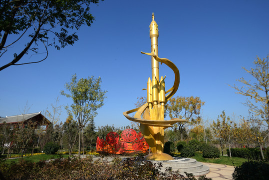 北京園博園蘭州園中的雕塑