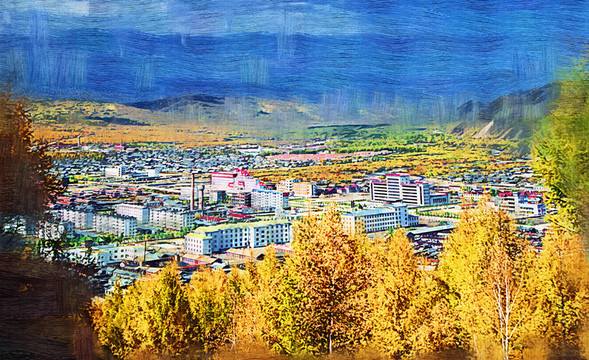 裝飾畫 森林小鎮(zhèn)