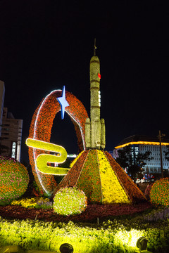 神舟飛船立體花壇 夜景