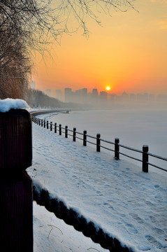 城市雪景