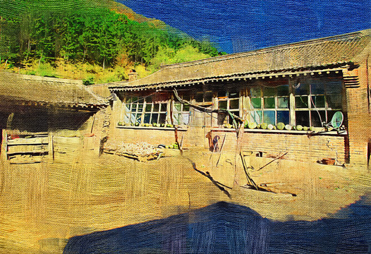 農(nóng)家印象 電腦油畫