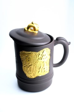 燙金紫砂杯