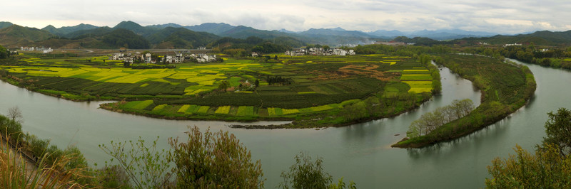 婺源月亮灣全景圖