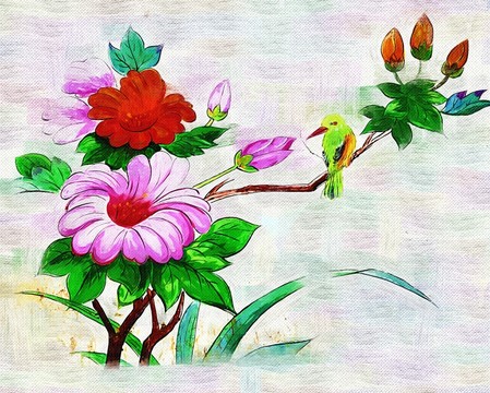 抽象畫 牡丹花