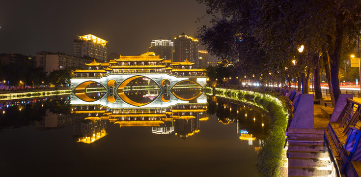成都錦江安順廊橋夜景