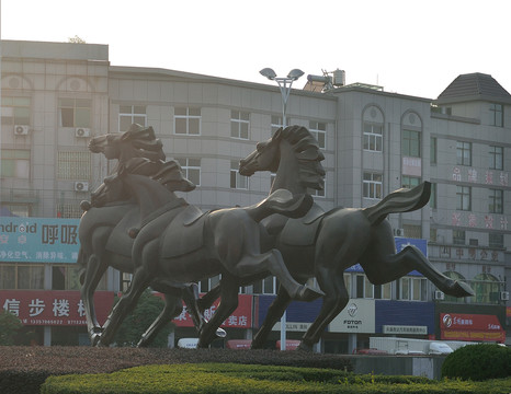 雕塑 馬 銅馬 三匹馬