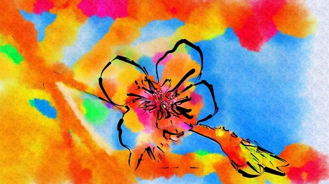 抽象畫 花卉 梅花 桃花