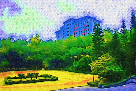 樹林油畫