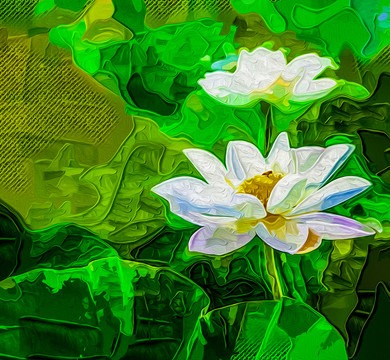 油畫(huà) 荷花