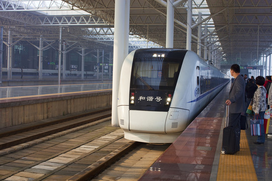 浙江 溫州火車站 和諧號(hào) 站臺(tái)