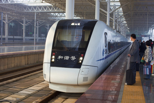 浙江 溫州火車站 和諧號(hào) 站臺(tái)
