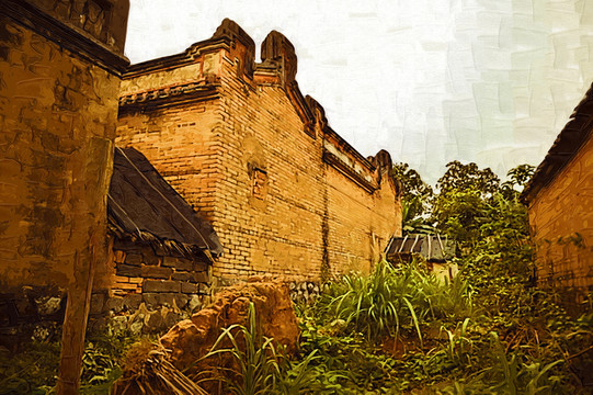 老建筑油畫(huà)