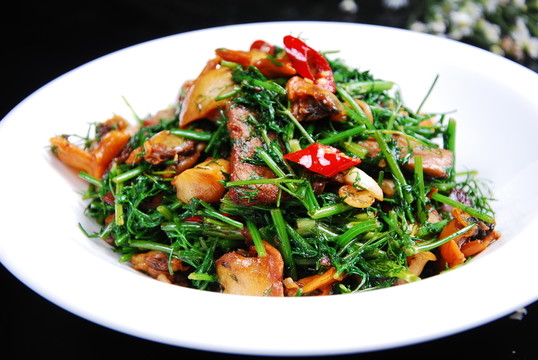 紅蚶肉爆茴香驢肉