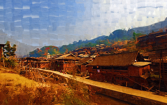 農(nóng)村油畫