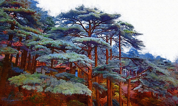 樹林油畫
