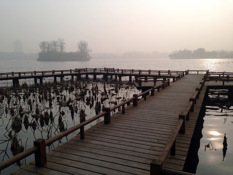 莫愁湖 棧橋 曲橋 中式建筑