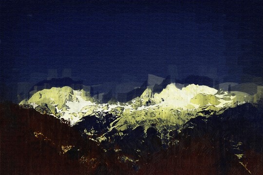 油畫 雪山
