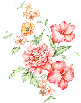 手繪花卉 合層