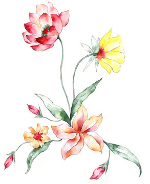 手繪花卉 合層