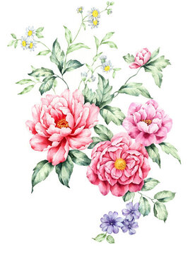 手繪花卉 合層