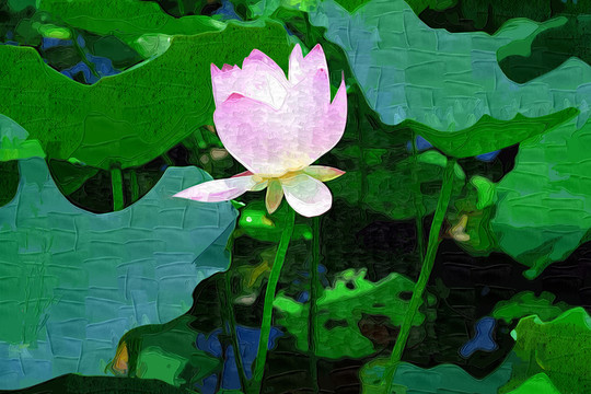 抽象畫 油畫 裝飾畫 荷花