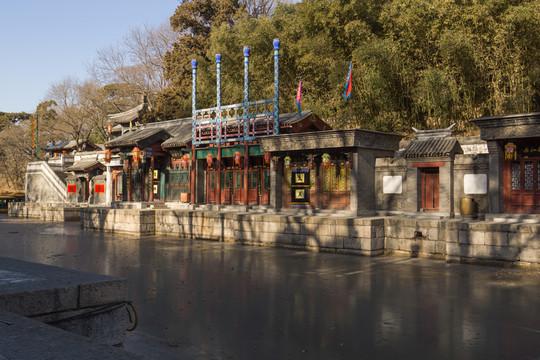 北京頤和園蘇州街冬景