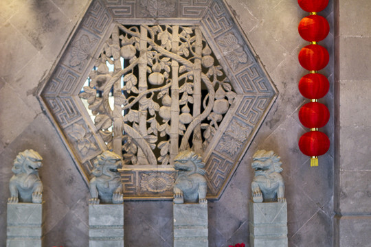 石獅子 雕塑 園林 中國元素