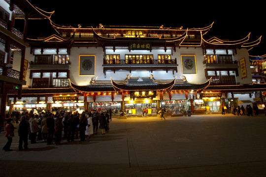 上海老街 豫園 夜景 中國(guó)元素