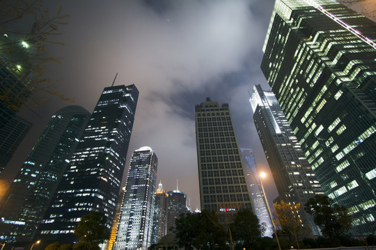 上海 陸家嘴 夜景 高層建筑