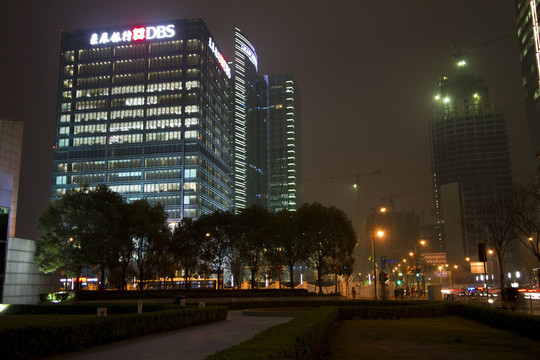 上海 陸家嘴 夜景 高層建筑