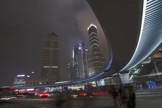 上海 陸家嘴 夜景 高層建筑