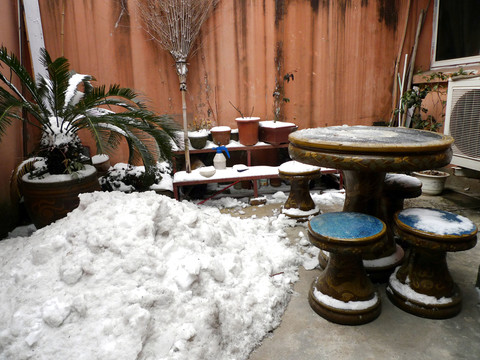 雪景 民居 百姓生活 庭院
