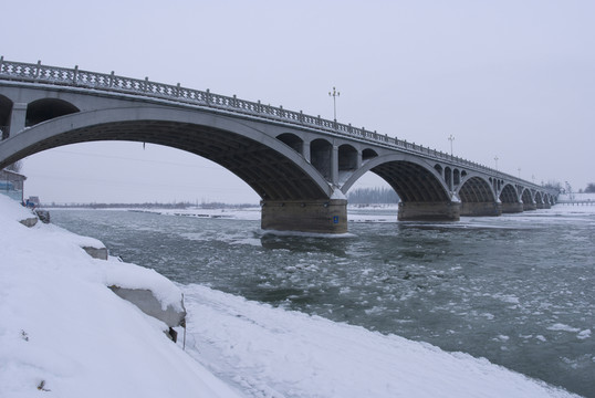 冬天 伊犁河大橋