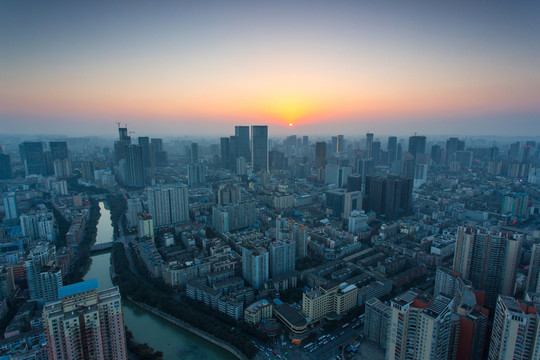 鳥瞰成都城市風(fēng)光