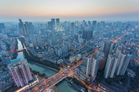 俯瞰成都夜景