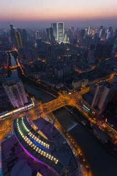 俯瞰成都夜景