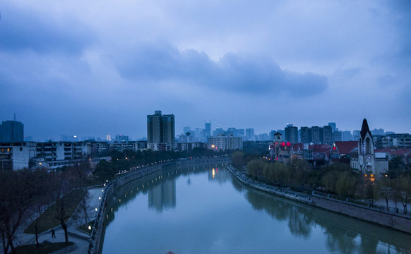 成都府南河夜景