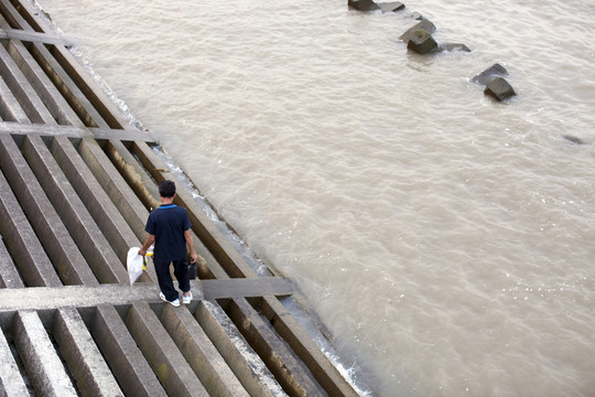 海堤 河堤 堤壩 港口 上海