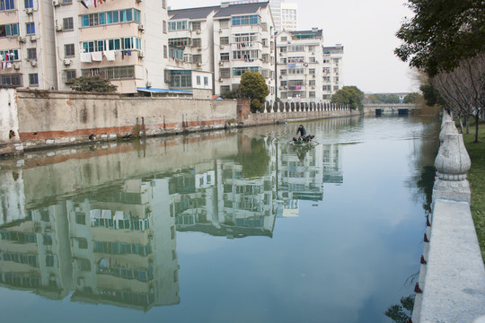 吳江垂虹景區(qū)居民小區(qū)的小河
