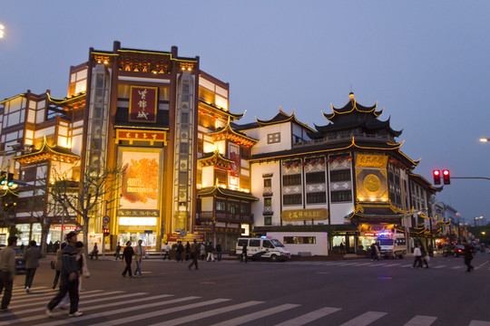 上海 豫園老街 商業(yè)區(qū) 夜景