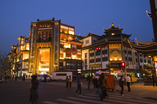 上海 豫園老街 商業(yè)區(qū) 夜景