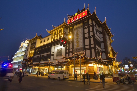 上海 豫園老街 商業(yè)區(qū) 夜景