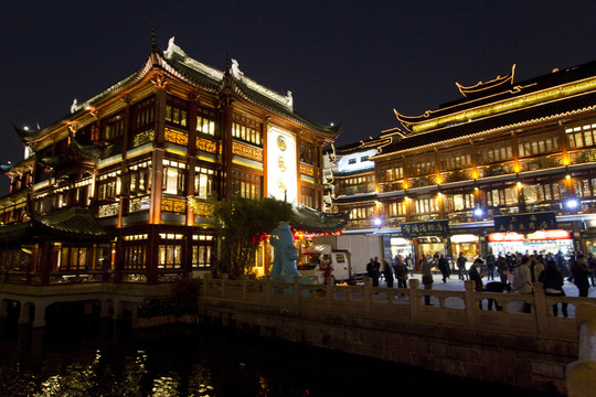 上海 豫園老街 商業(yè)區(qū) 夜景